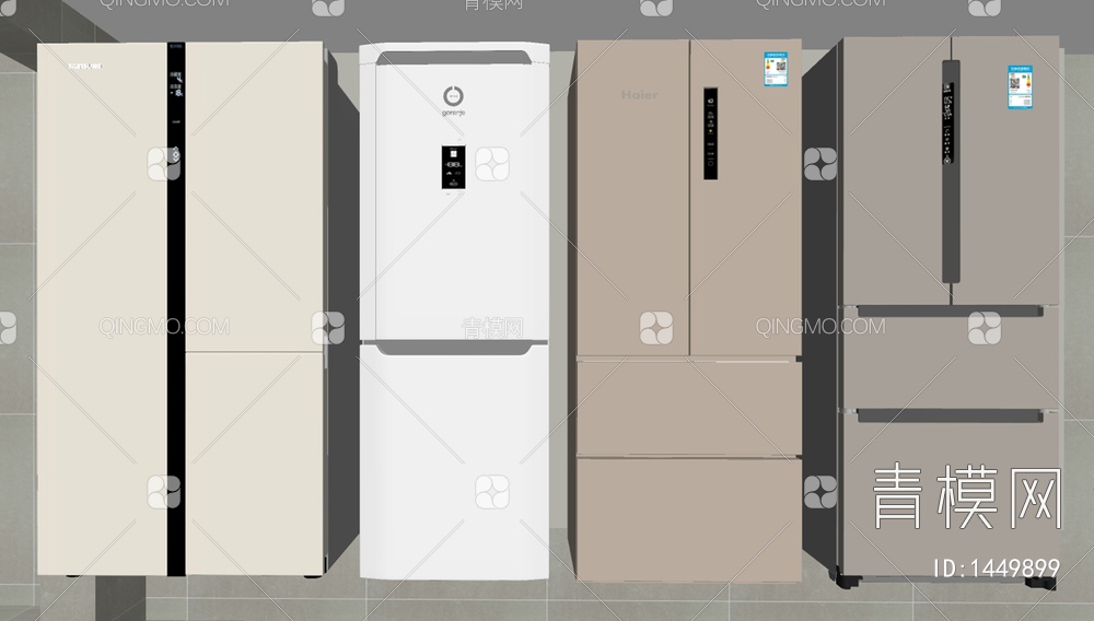 双开门冰箱 冰柜SU模型下载【ID:1449899】