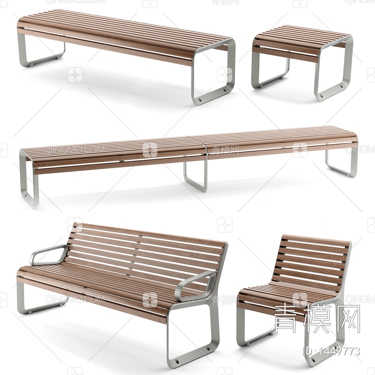 户外公共座椅3D模型下载【ID:1449773】