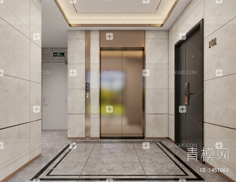 电梯厅3D模型下载【ID:1451063】