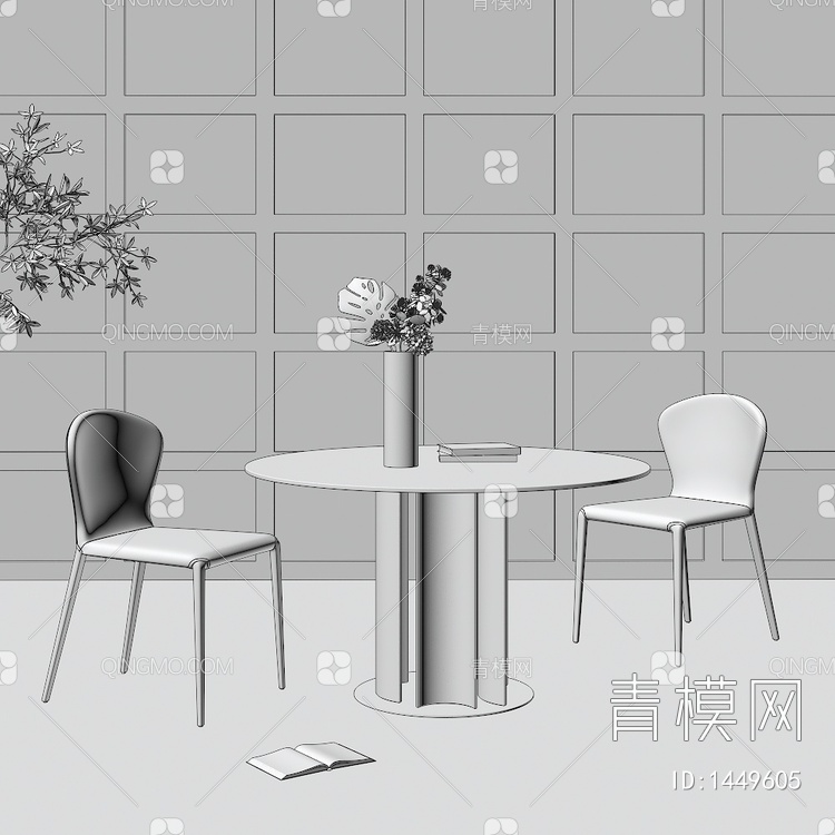 餐桌椅组合 桌子 饰品 摆件3D模型下载【ID:1449605】