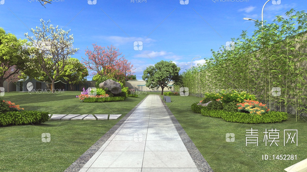 公园小景 植物景观 全渲染 三维动画3D模型下载【ID:1452281】