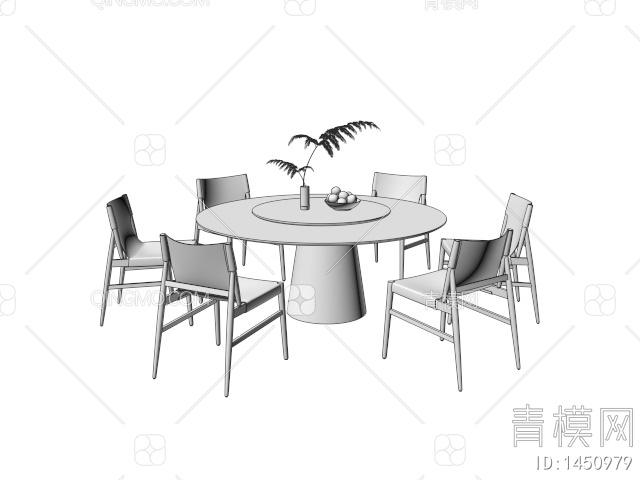 Cassina圆形餐桌椅 餐桌椅组合3D模型下载【ID:1450979】