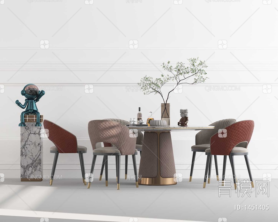 餐桌椅组合3D模型下载【ID:1451405】