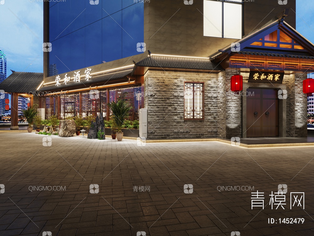 中餐厅门头3D模型下载【ID:1452479】