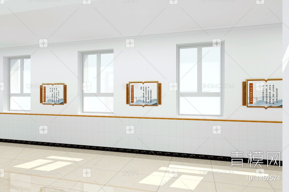 校园文化宣传墙模3D模型下载【ID:1452524】