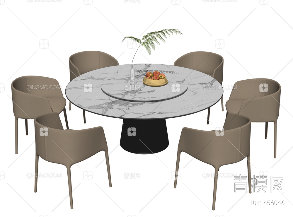Minotti餐桌椅组合 圆形餐桌 餐椅SU模型下载【ID:1456046】