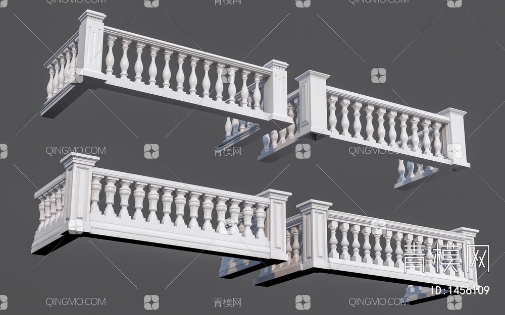 栏杆 阳台栏杆 石材栏杆 石材护栏 扶手 围栏 护栏 宝瓶柱子SU模型下载【ID:1456109】
