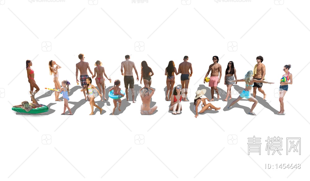 泳装沙滩泳池人物 男人女人小孩SU模型下载【ID:1454648】
