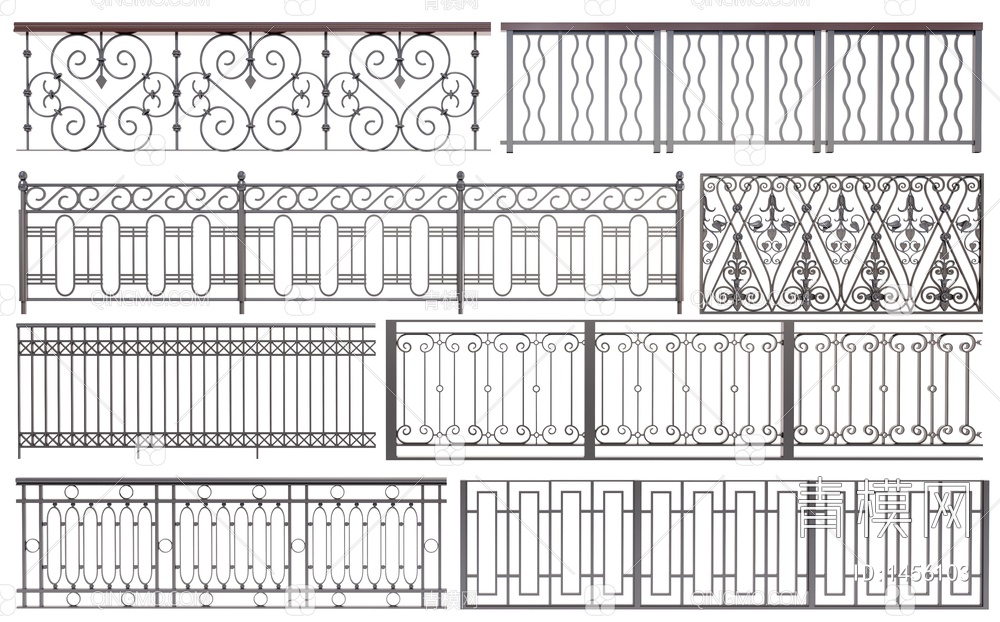 铁艺栏杆 围栏 护栏 扶手 金属栏杆SU模型下载【ID:1456103】