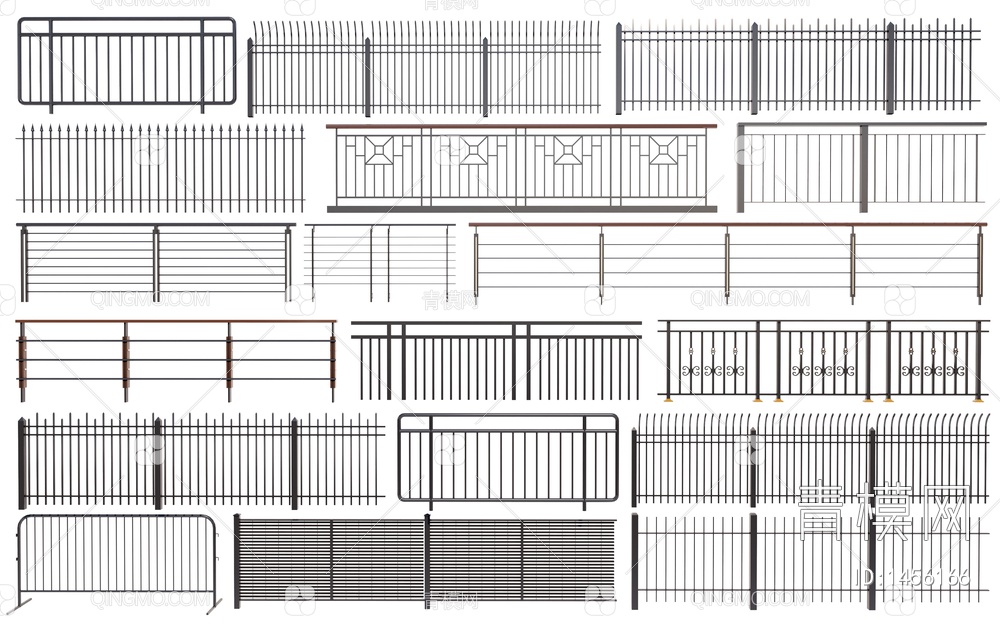 铁艺栏杆 围栏 护栏 扶手 金属栏杆SU模型下载【ID:1456166】