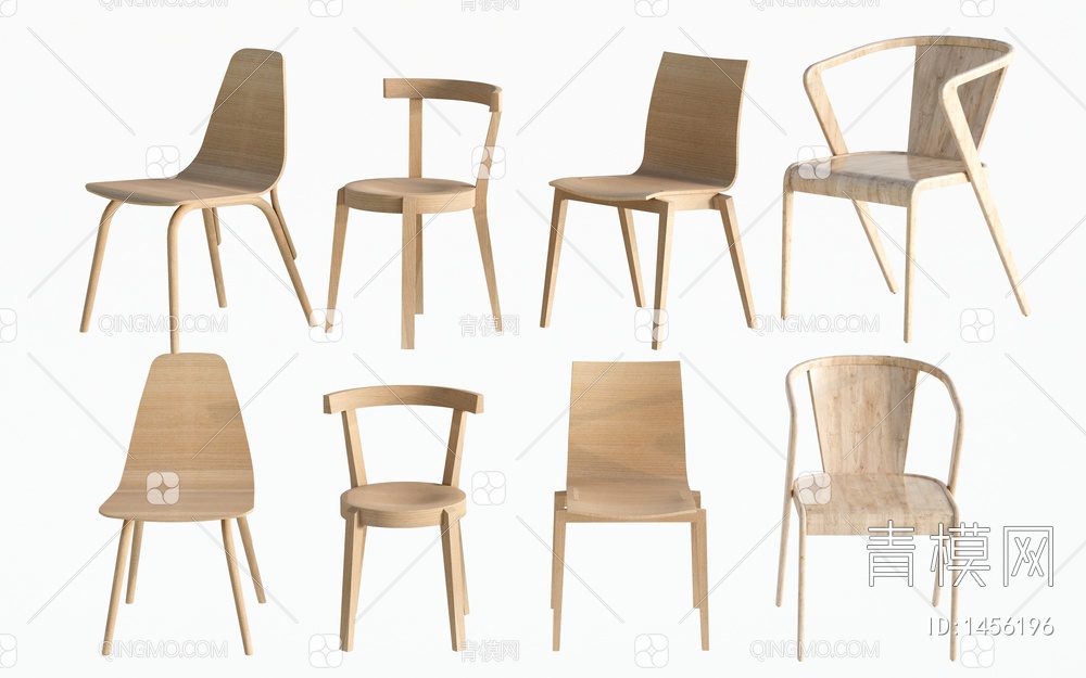 实木椅子 单椅 休闲椅 餐椅 椅子组合SU模型下载【ID:1456196】