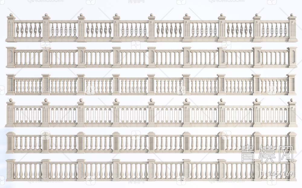 栏杆 阳台栏杆 石材栏杆 石材护栏 扶手 围栏 护栏 宝瓶柱子SU模型下载【ID:1456169】