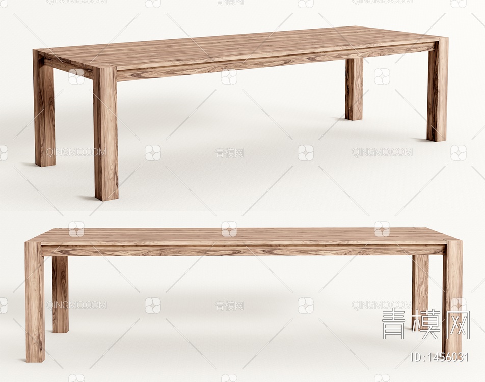 实木餐桌 极简餐桌SU模型下载【ID:1456031】