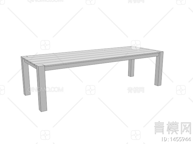 实木餐桌 极简餐桌3D模型下载【ID:1455944】
