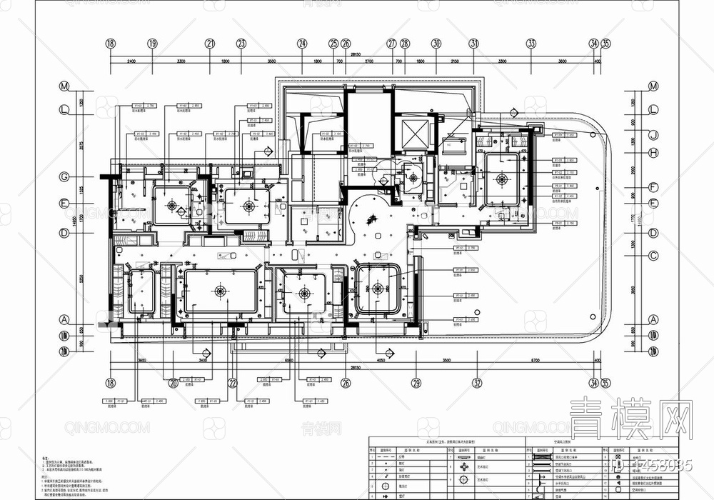 500㎡复式两层家装CAD施工图  豪宅 私宅 洋房 样板房 家装+效果图+方案文本+物料表【ID:1458035】