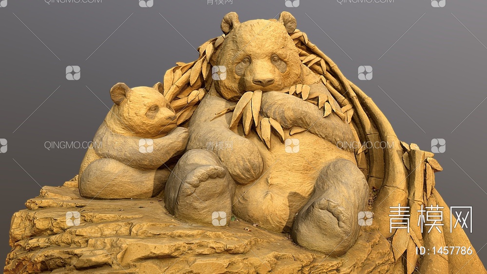 大熊猫雕塑3D模型下载【ID:1457786】