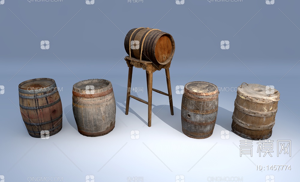 酒桶3D模型下载【ID:1457774】