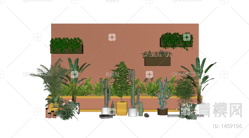 室内植物盆栽组合SU模型下载【ID:1459106】