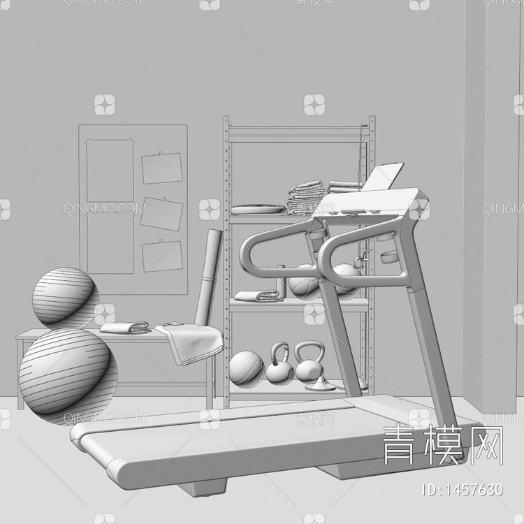 跑步机 健身器材3D模型下载【ID:1457630】