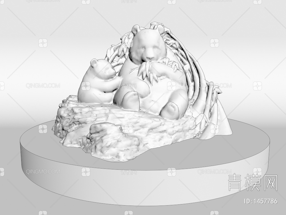 大熊猫雕塑3D模型下载【ID:1457786】