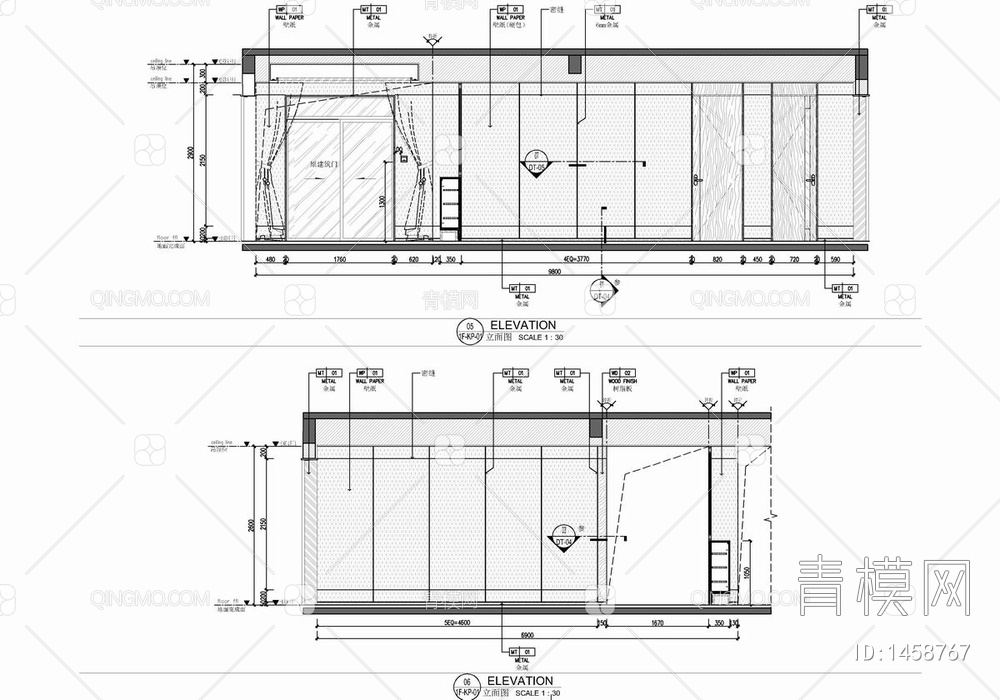 复式两层家装CAD施工图 私宅 洋房 样板房 家装 跃层【ID:1458767】