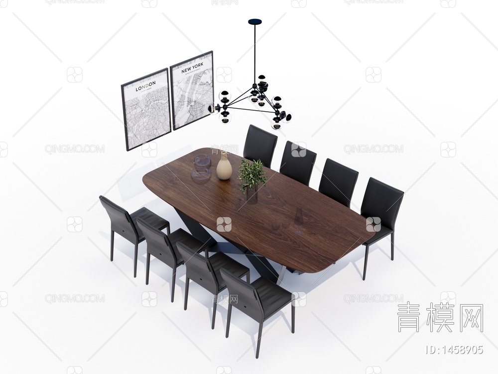 餐桌椅组合SU模型下载【ID:1458905】