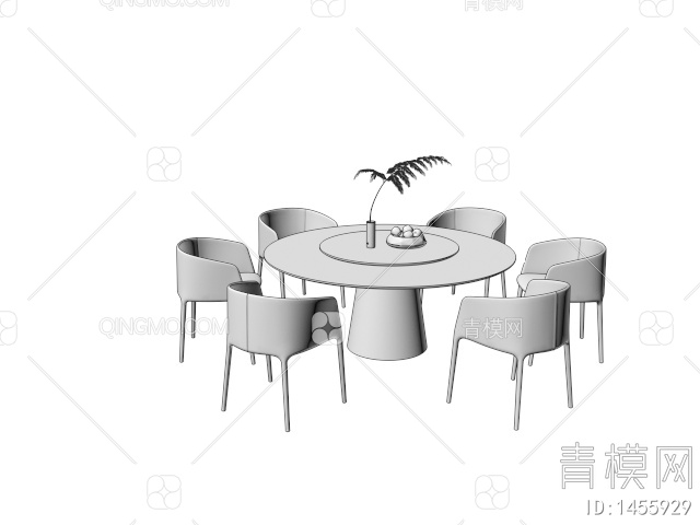 Minotti餐桌椅组合 圆形餐桌 餐椅3D模型下载【ID:1455929】