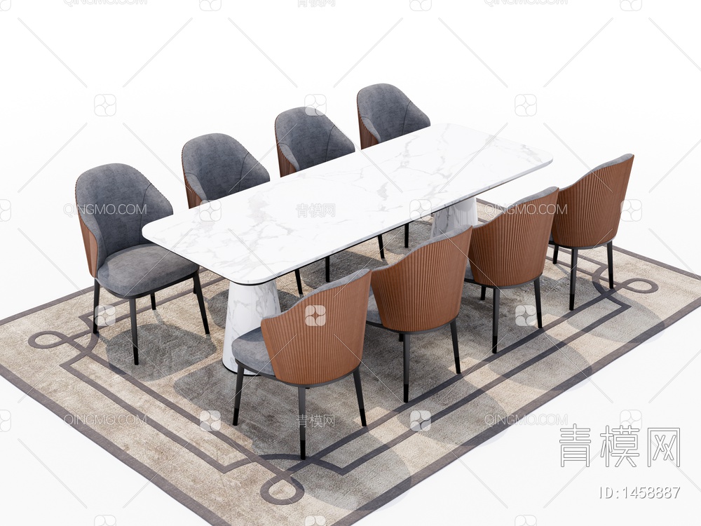 餐桌椅组合SU模型下载【ID:1458887】