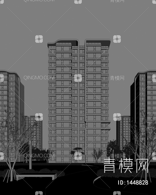 高层住宅场景3D模型下载【ID:1448828】