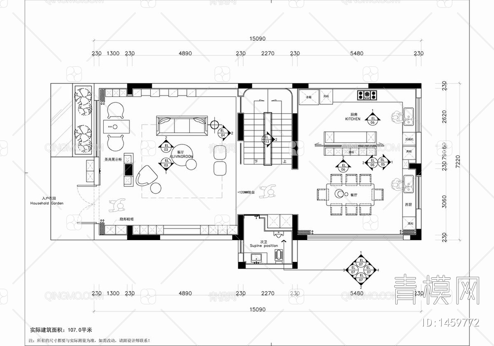 400㎡别墅CAD施工图 私宅 别墅 样板房 家装 洋房【ID:1459772】