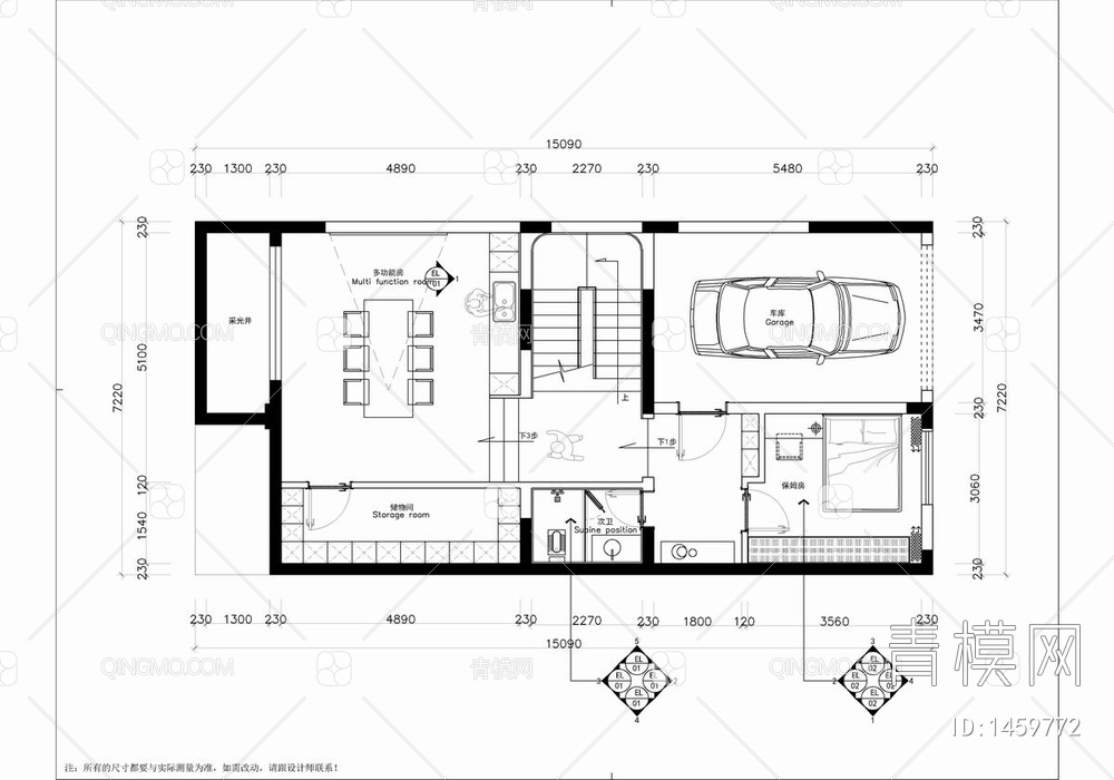 400㎡别墅CAD施工图 私宅 别墅 样板房 家装 洋房【ID:1459772】