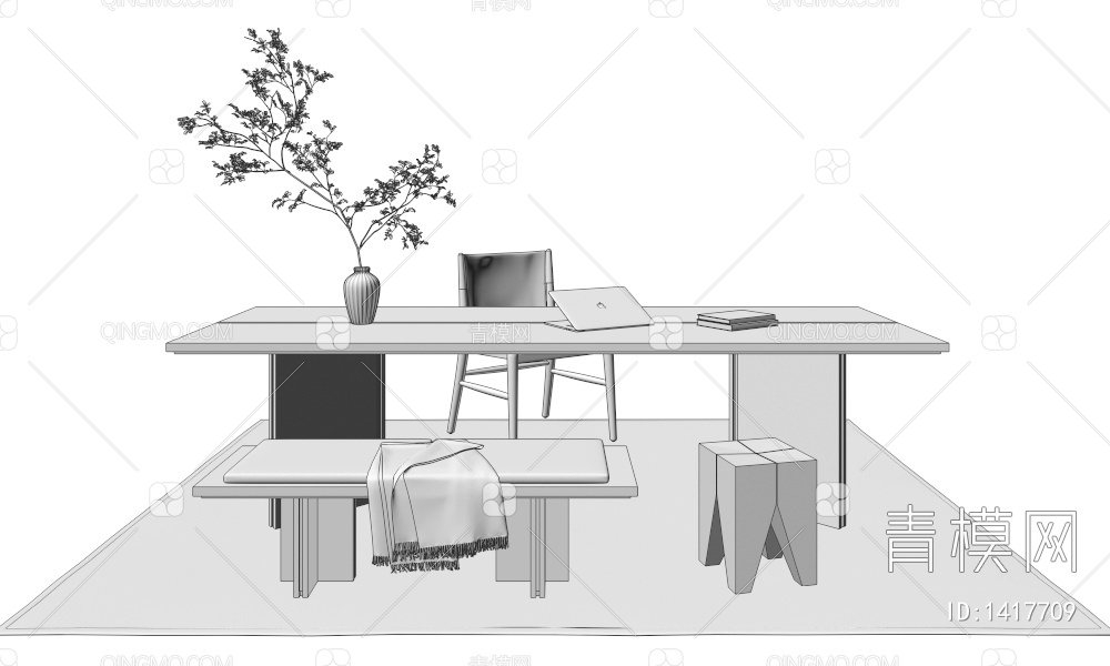 书桌椅3D模型下载【ID:1417709】