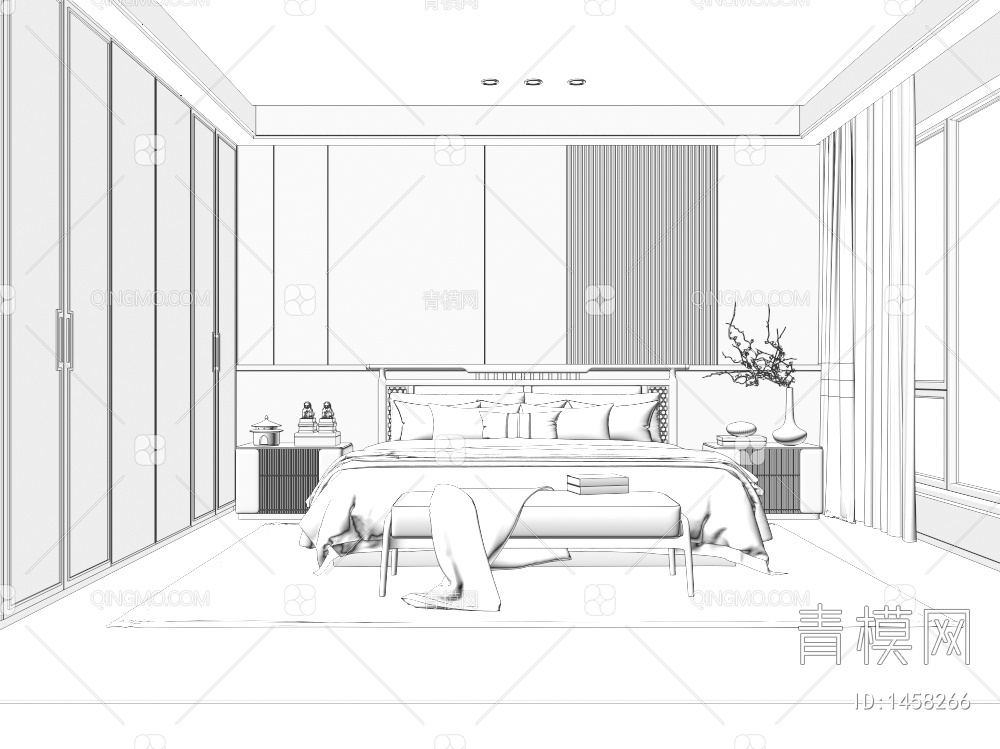 卧室，家居卧室3D模型下载【ID:1458266】