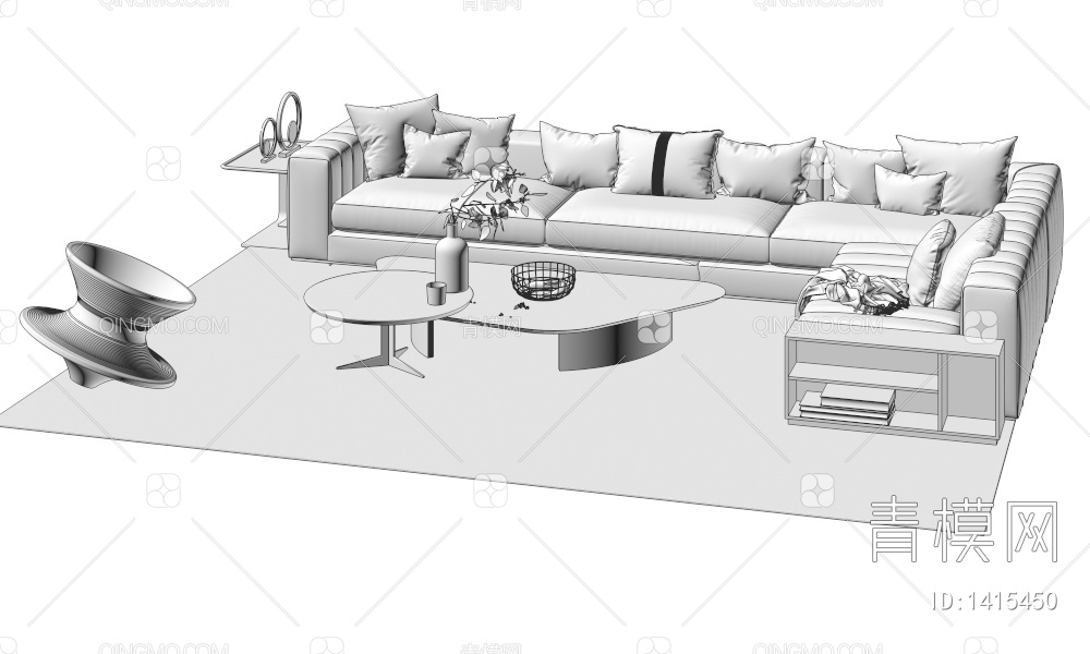 沙发茶几组合3D模型下载【ID:1415450】