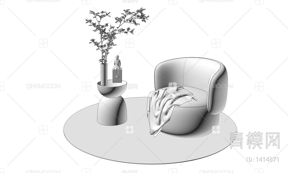 单人沙发3D模型下载【ID:1414871】