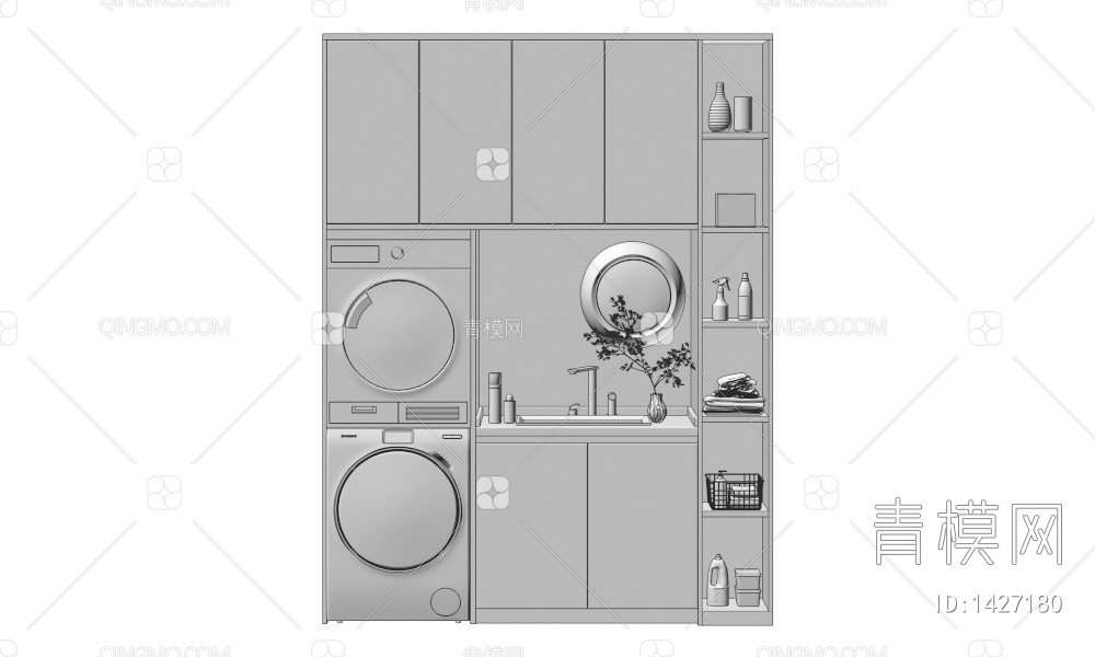 洗衣机柜3D模型下载【ID:1427180】
