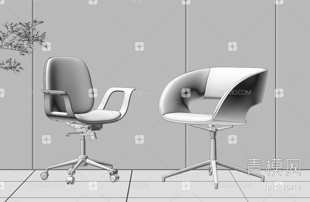 转椅 办公椅3D模型下载【ID:1415918】