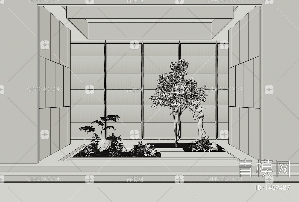 室内植物堆 景观小品3D模型下载【ID:1459487】