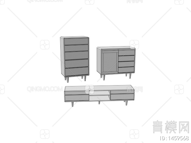 柜子组合，装饰柜，边柜3D模型下载【ID:1459568】