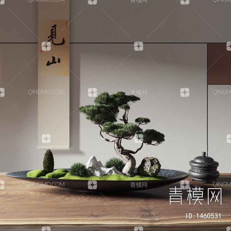 松柏盆栽 盆景3D模型下载【ID:1460531】