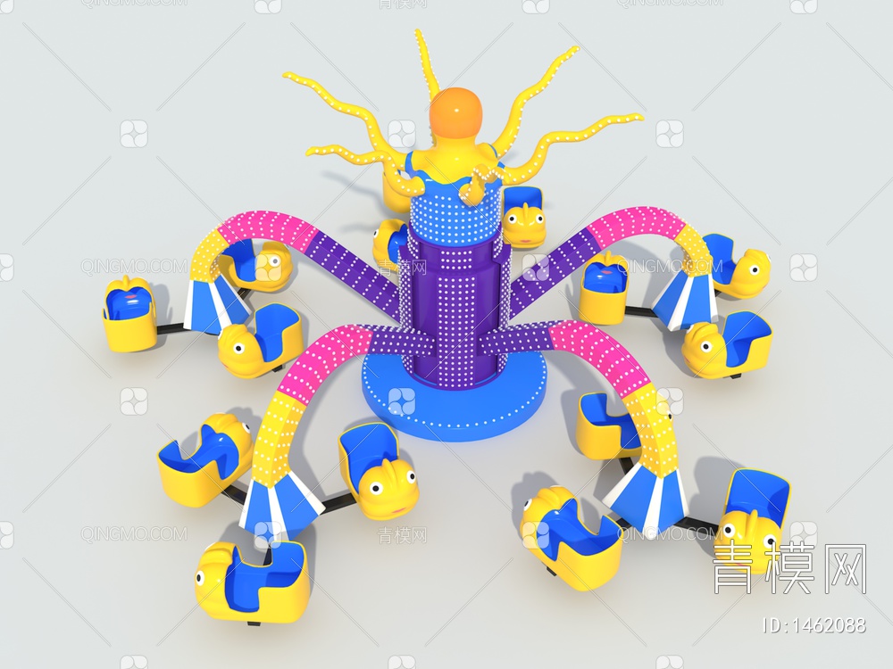 游乐设备旋转大章鱼3D模型下载【ID:1462088】