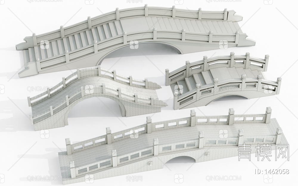 石桥 景观桥 石拱桥 拱桥 石板桥SU模型下载【ID:1462058】