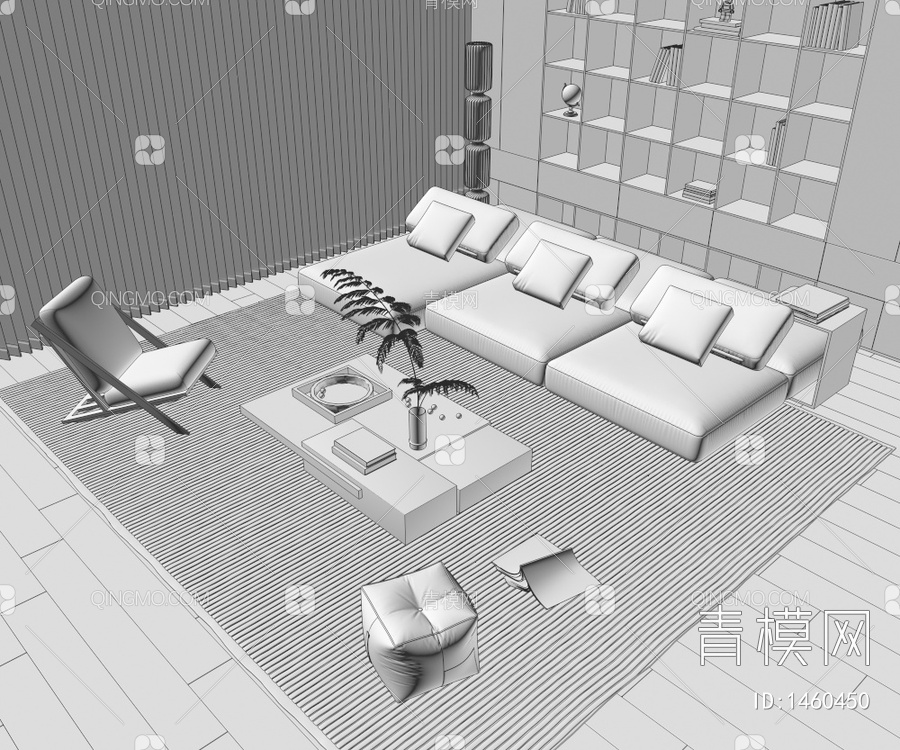 沙发茶几组合3D模型下载【ID:1460450】