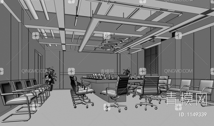 会议室 办公桌 地毯 椅3D模型下载【ID:1149339】