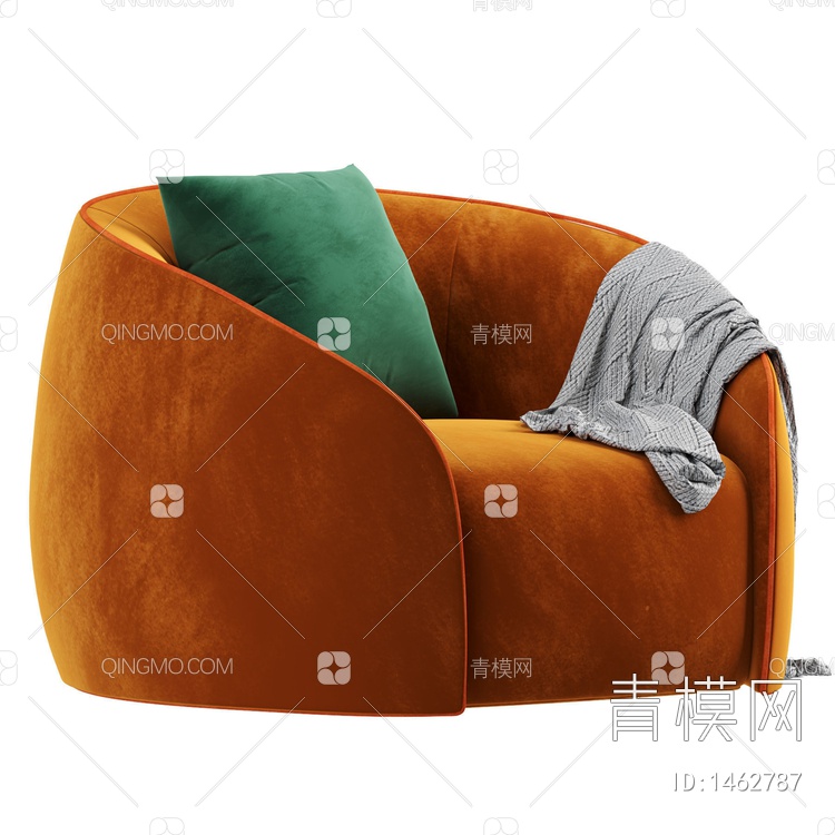 绒布单人沙发3D模型下载【ID:1462787】