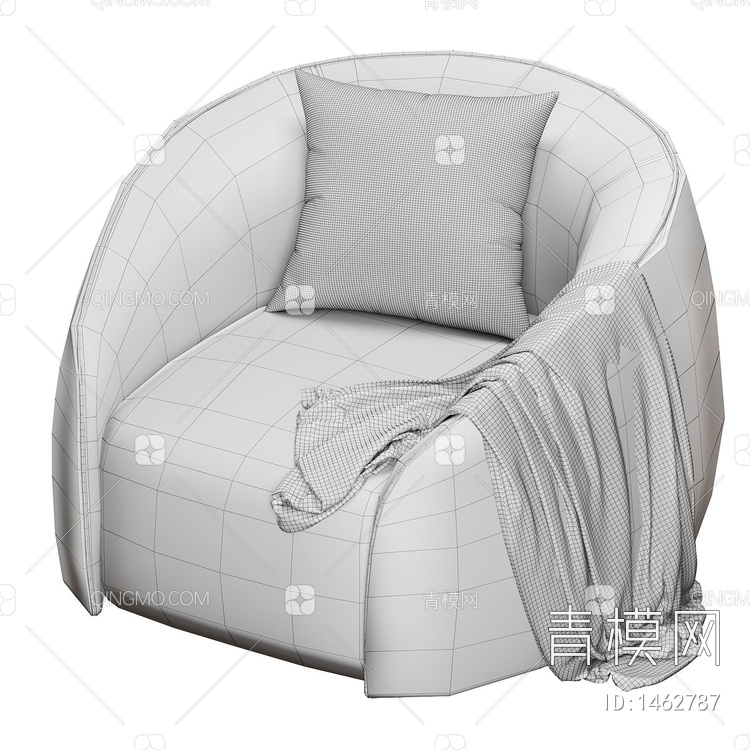 绒布单人沙发3D模型下载【ID:1462787】
