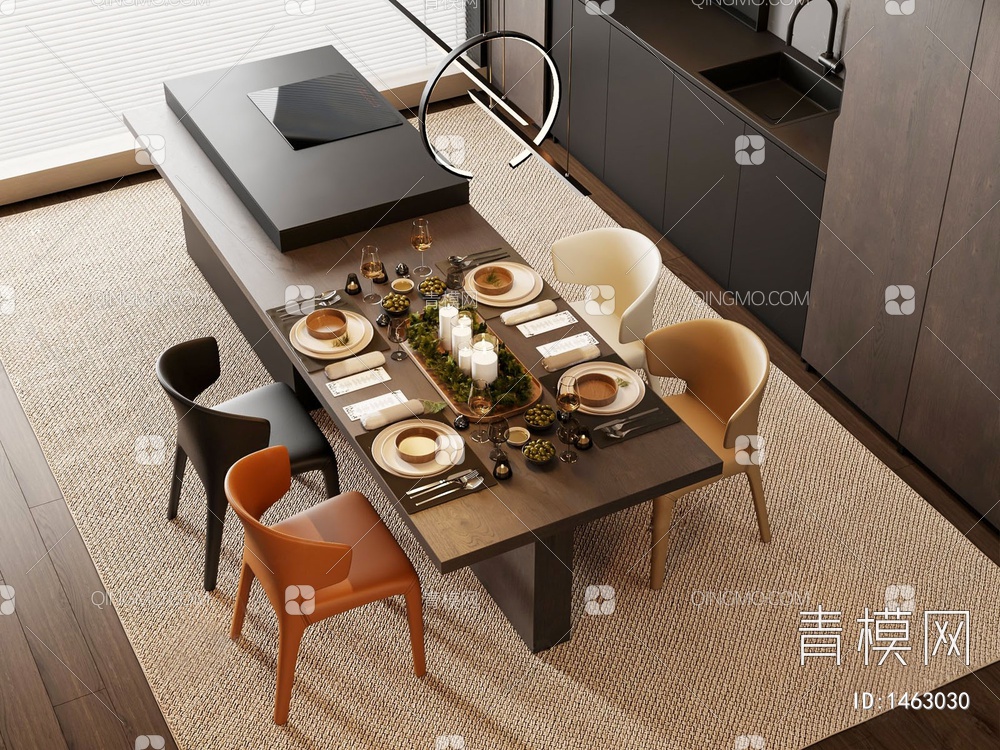 餐桌椅组合3D模型下载【ID:1463030】