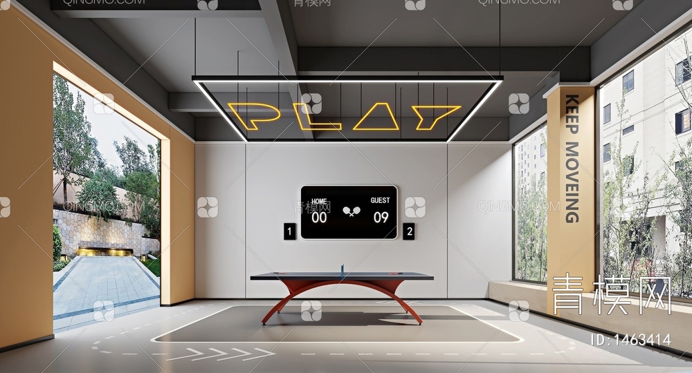 乒乓球室3D模型下载【ID:1463414】