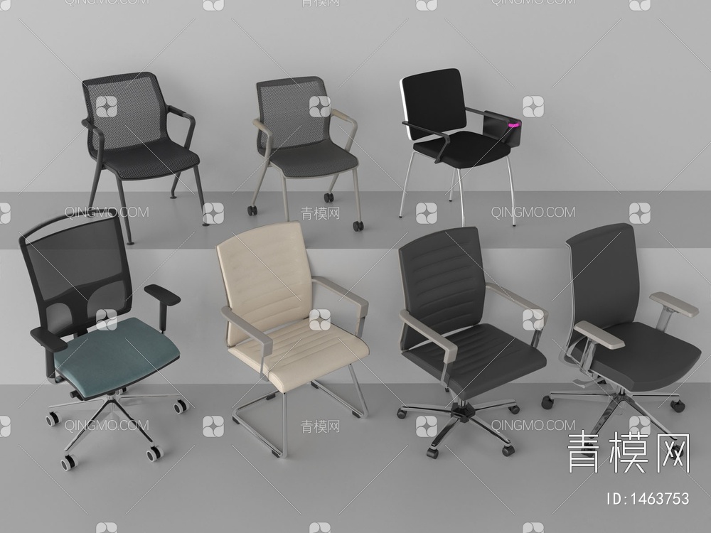 办公椅3D模型下载【ID:1463753】