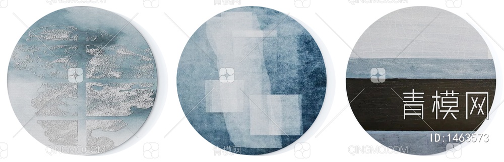灰蓝色抽象图案圆形地毯3D模型下载【ID:1463573】